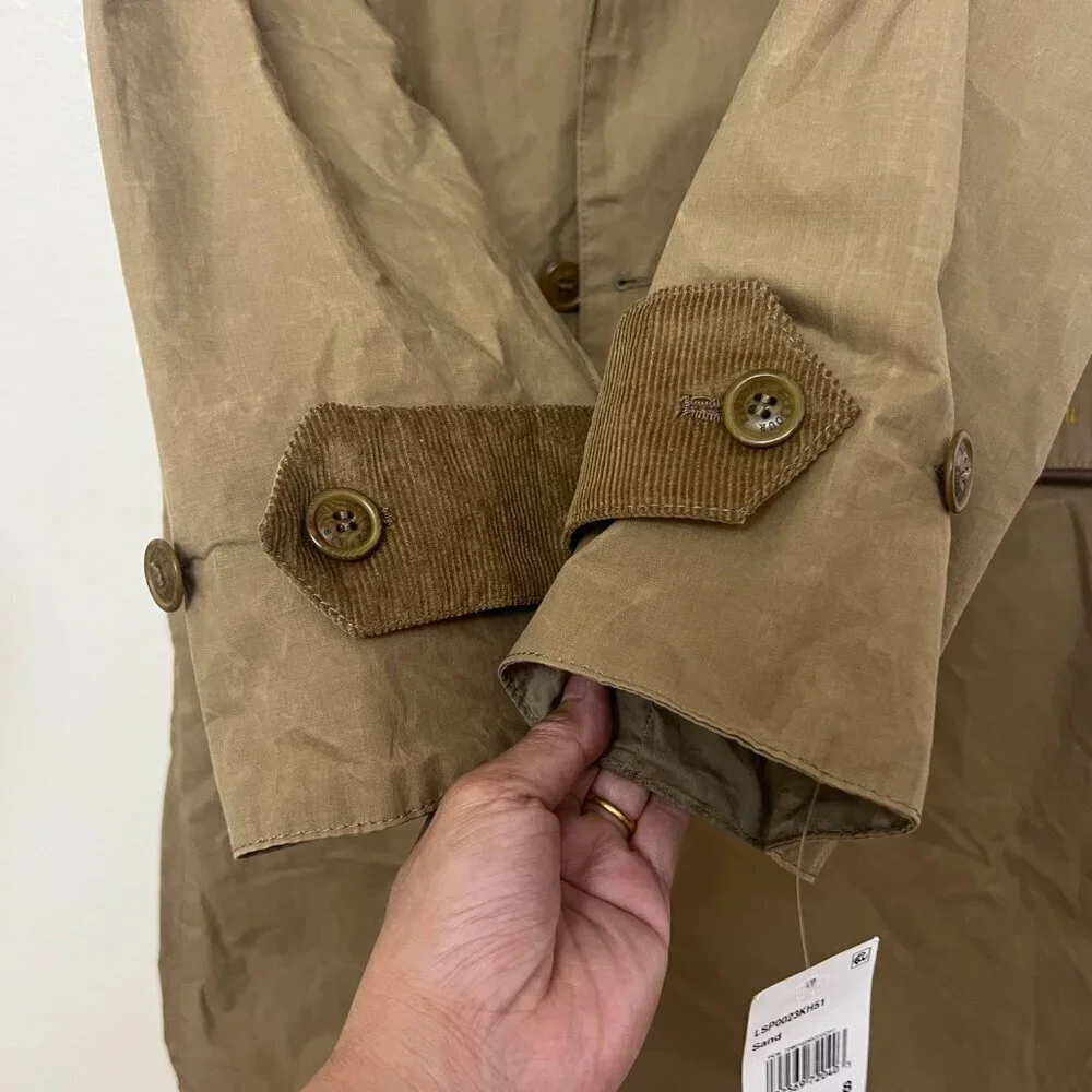 Barbour Re Eng HAYDON Cotton Camel Sand Brown Trench Coat Belted Classic US8
